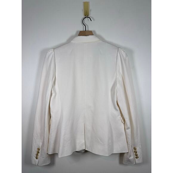 J.Crew Puff‑sleeve Blazer in Stretchy Cotton (A2107) in Ivory, Size 8 - Picture 6 of 8